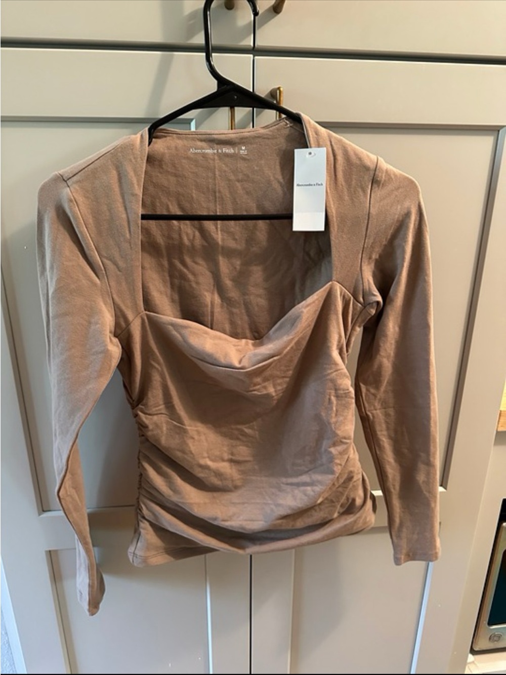 Abercrombie taupe NWT square neck top